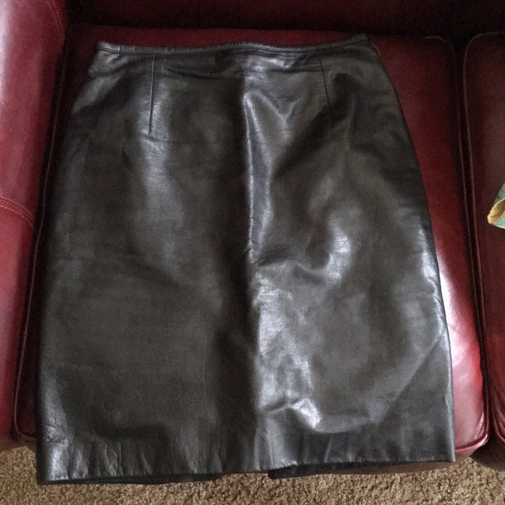 Ralph Lauren black midi Leather skirt